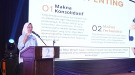 Airin Rachmi Diany dalam konsolidasi Koalisi Indonesia Maju Provinsi Banten, di Kota Serang, Minggu (17/12/2023).