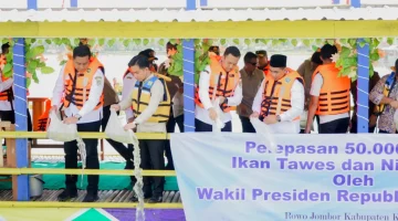 Tebar Ribuan Benih Ikan Di Bendungan Rowo Jombor, Wapres Dukung Penguatan Ketahanan Pangan Dan Keseimbangan Ekosistem Di Klaten Dan Sekitar